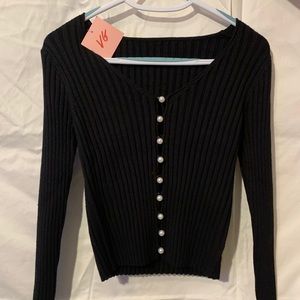 Pearl button black cardigan